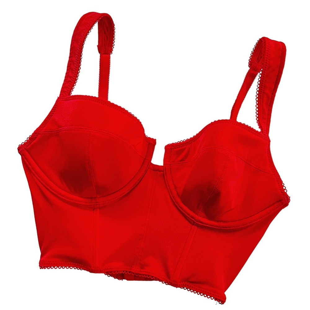 Adika Lipstick Red Corset SMALL Boustier Adjustable Structured Crop Top